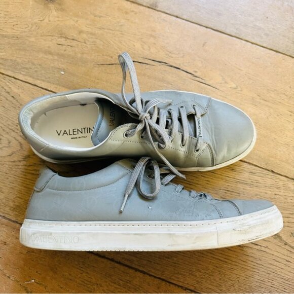 VALENTINO BY MARIO VALENTINO Jimmy Logo gray Leather lace up Sneaker men 11 - Picture 6 of 16